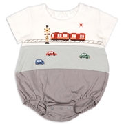 半袖ロンパース　切り替え グレー