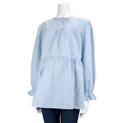 長袖ティアードブラウス　サックス