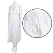 [授乳仕様]長袖ケープワンピース　ストライプ　オフホワイト