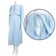 [授乳仕様]長袖ケープワンピース　ストライプ　サックス