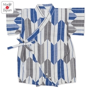 [ベビー]甚平(じんべい)ロンパス やがすり グレー