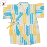 [ベビー]甚平(じんべい)ロンパス やがすり イエロー