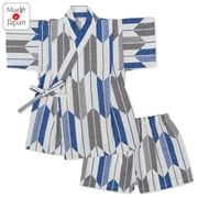 [キッズ]トドラー甚平(じんべい)スーツ やがすり グレー