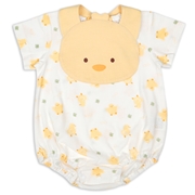 スタイ付半袖ロンパース　ヒヨコ