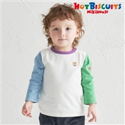 [ベビー] Ｔシャツ ホワイト×ブルー[ミキハウス　ホットビスケッツ]