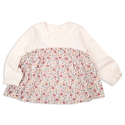 [キッズ]長袖Ｔシャツ　胸切替　ピンク