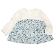 [キッズ]長袖Ｔシャツ　胸切替　ブルー