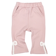 [ベビー]８分丈パンツ　裾レースリボン　ピンク