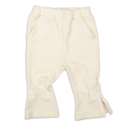 [ベビー]８分丈パンツ　裾レースリボン　アイボリー