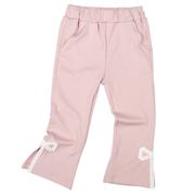 [キッズ]８分丈パンツ　裾レースリボン　ピンク