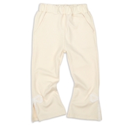 [キッズ]８分丈パンツ　裾レースリボン　アイボリー