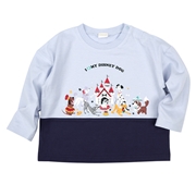 [ベビー]長袖Ｔシャツ　切替　ディズニー　サックス