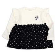 [ベビー]長袖Ｔシャツ　胸切替　ディズニー　ブラック