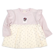 [ベビー]長袖Ｔシャツ　胸切替　ディズニー　ピンク