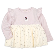 [キッズ]長袖Ｔシャツ　胸切替　ディズニー　ピンク