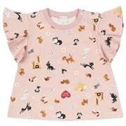 [ベビー]半袖Ｔシャツ　総柄　ディズニー　ピンク