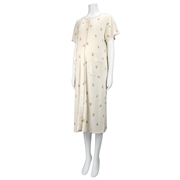 [授乳仕様]半袖涼やかリブワンピース　全開スナップ　マリンベア　ベージュ