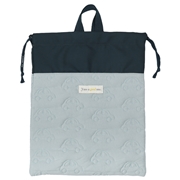 キルト巾着L　くるま　ブルー