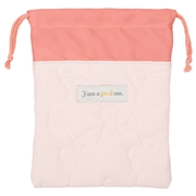 キルト巾着S　リボン　ピンク