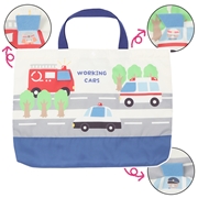 ぱたぱたレッスンバッグ　のりもの　ブルー