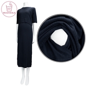 [授乳口付き]半袖ウォッシャブルリブニットワンピース　ネイビー