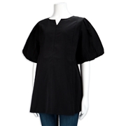 [授乳仕様]半袖バルーン袖ブラウス　ブラック