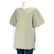 [授乳仕様]半袖バルーン袖ブラウス　グリーン
