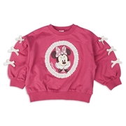 [キッズ]長袖トレーナー　袖リボン　ミニー　ローズ