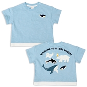 [ベビー]半袖　Ｔシャツ　バックプリント　サックス