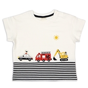 [ベビー]半袖　Ｔシャツ　切替ボーダー　チャコールグレー