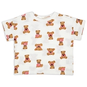 [ベビー]半袖　Ｔシャツ　総柄　ブラウン