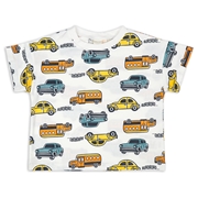 [キッズ]半袖　Ｔシャツ　総柄　オレンジ