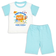 [ベビー]半袖パジャマ　アンパンマン　サックス