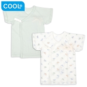 [スナップタイプ]メッシュ短肌着２枚組　半袖　恐竜　グリーン