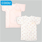 [スナップタイプ]メッシュ短肌着２枚組　半袖　フルーツ　ピンク