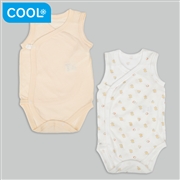 メッシュロンパース２枚組　スナップ袖なし　イエロー