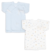 短肌着２枚組スナップ半袖　サックス