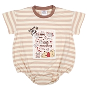 半袖ロンパース　アップリケ　プー