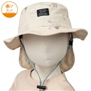 [48~54cm]サファリハット　アニマルプリント　日よけ付き　ベージュ