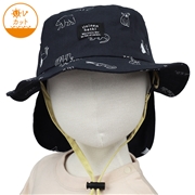 【SALE】[48~54cm]サファリハット　アニマルプリント　日よけ付き　ネイビー