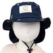 [48～52cm]日よけ付き帽子　おさるのジョージ　ネイビー