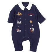 長袖　プレオール　襟付き　刺繍モチーフ　いぬ