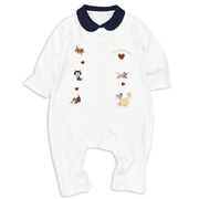 長袖　プレオール　襟付き　刺繍モチーフ　ねこ