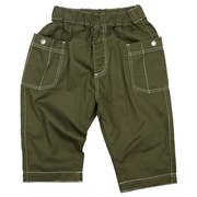 [キッズ]７分丈パンツ　布帛素材 カーキ