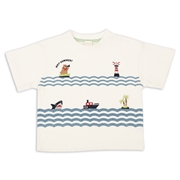 [キッズ]半袖Ｔシャツ　部分刺しゅう　オフホワイト