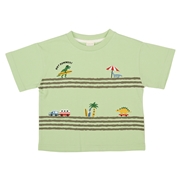 [キッズ]半袖Ｔシャツ　部分刺しゅう　グリーン