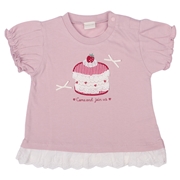 [ベビー]半袖Ｔシャツ　胸モチーフ　ピンク