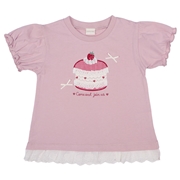 [キッズ]半袖Ｔシャツ　胸モチーフ　ピンク