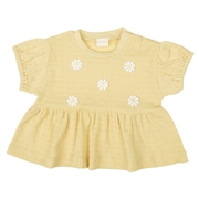 [ベビー]半袖Ｔシャツ　花モチーフ　イエロー