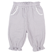[ベビー]７分丈パンツ　花モチーフ　ジャガード　グレー